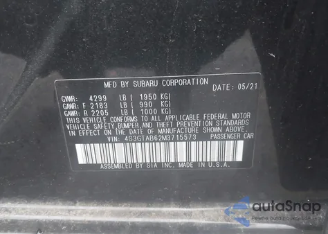 2021 Subaru Impreza 5-Door from USA, damaged, VIN 4S3GTAB62M3715573